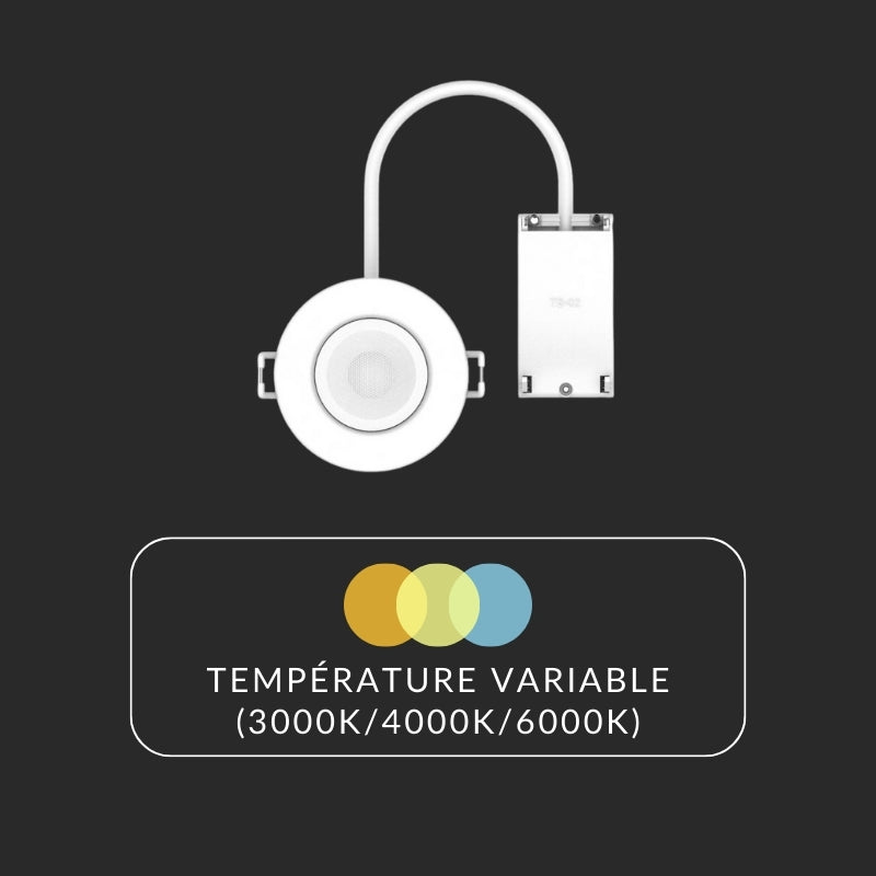 Spot LED étanche encastrable 6W Dimmable CCT BLANC IP65 (Pack de 5)