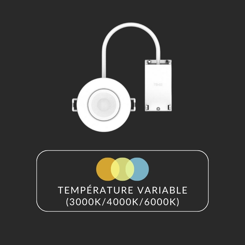 Spot LED étanche encastrable 6W Dimmable CCT BLANC IP65