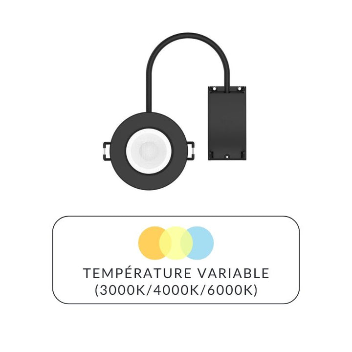 Spot LED étanche encastrable Dimmable CCT 6W Noir IP65 (Pack de 5)