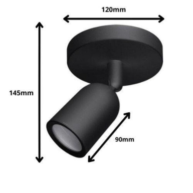 Spot LED en Saillie Orientable Noir pour Ampoule GU10