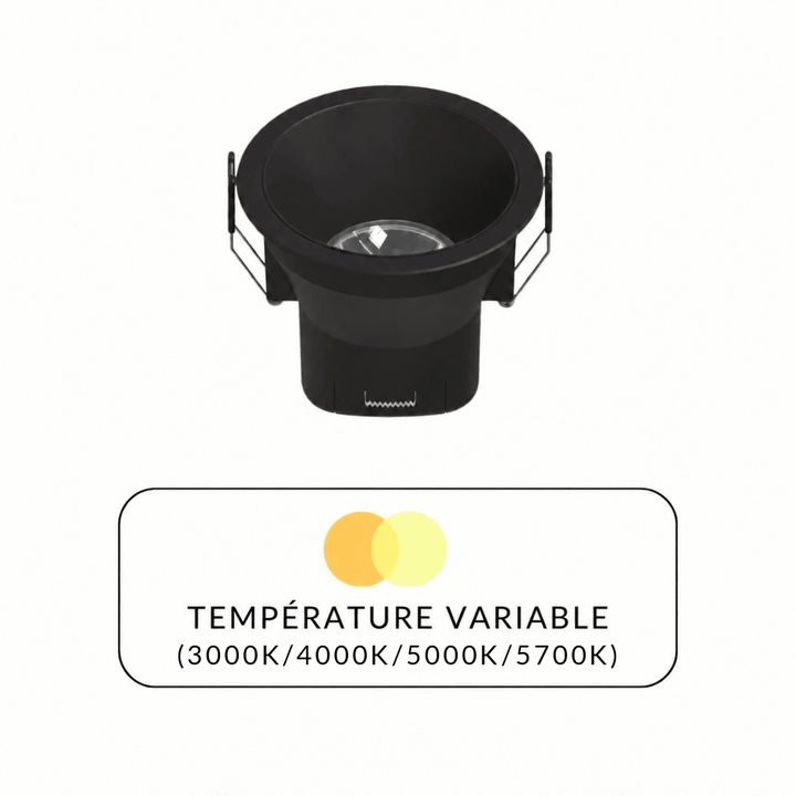 Spot LED Encastrable 8W IP44 Dimmable CCT Ø90mm Noir - Pack de 5