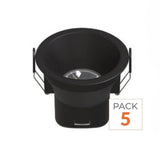 Spot LED Encastrable 8W IP44 Dimmable CCT Ø90mm Noir - Pack de 5