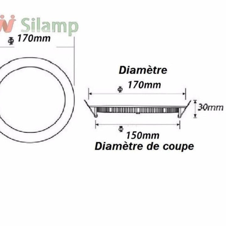 Downlight Dalle LED 12W Extra Plate Ronde Aluminium - Pack de 5
