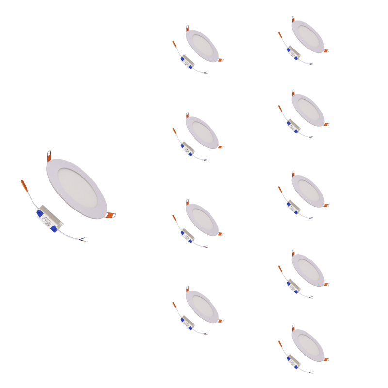 Spot LED Extra Plat Downlight Rond 6W Blanc CCT - 3000K/4000K/6000K (Pack de 10)
