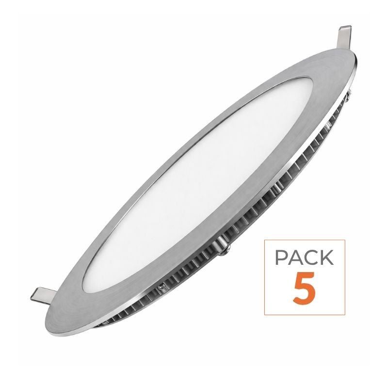 Downlight Dalle LED 12W Extra Plate Ronde Aluminium - Pack de 5
