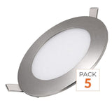 Downlight Dalle LED 6W Extra Plate Ronde Aluminium - Pack de 5