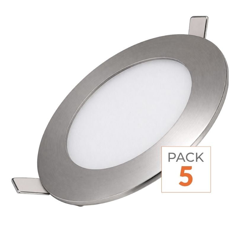 Downlight Dalle LED 6W Extra Plate Ronde Aluminium - Pack de 5