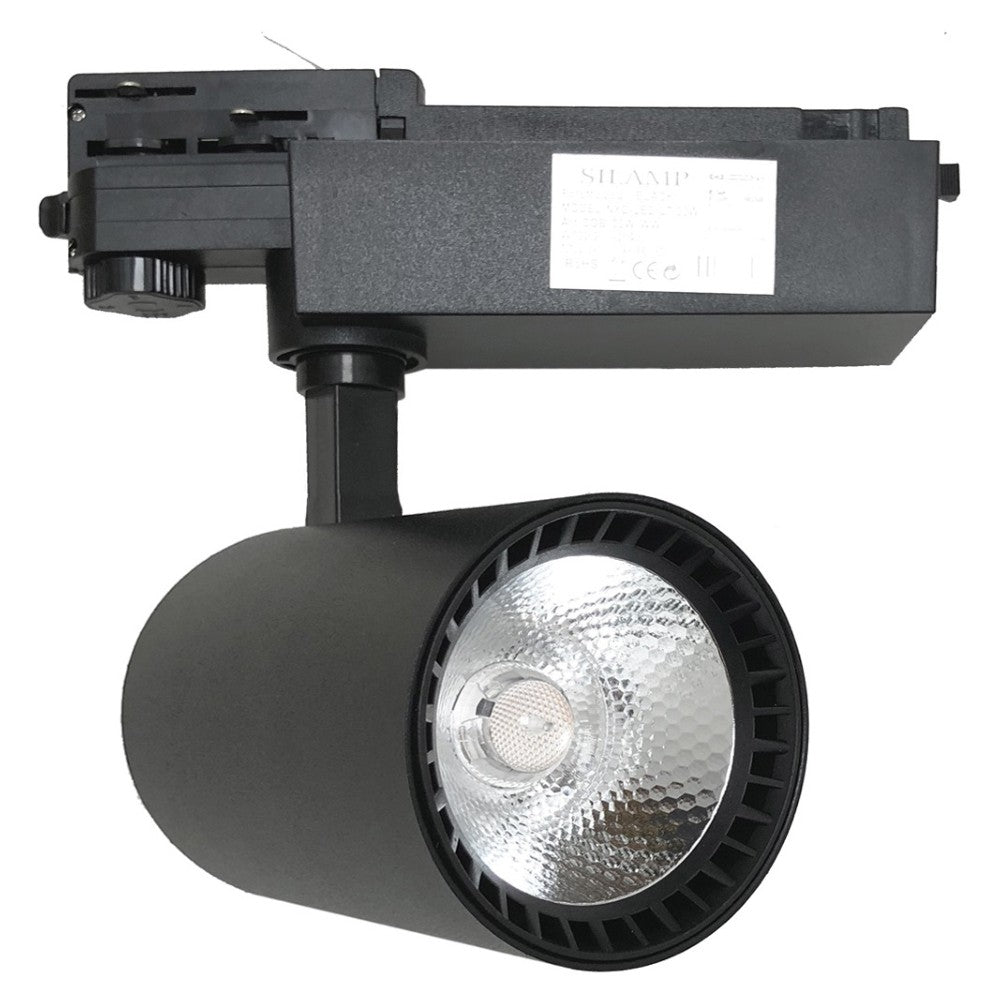 LED-Schienenstrahler 30W 80° COB dreiphasig SCHWARZ 3000 lm