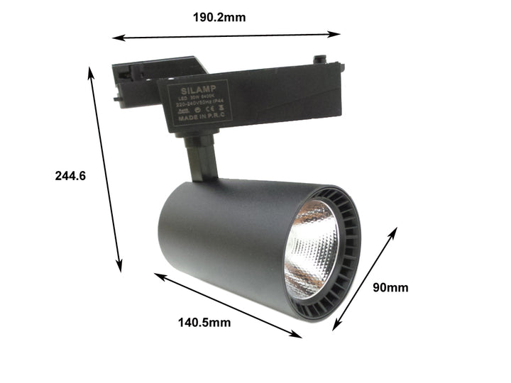 Spot LED no trilho 30W 80 ° SMD Black de fase única