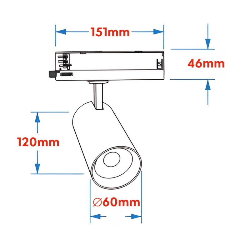 Spot LED sur Rail COB Triphasé 10W 36°
