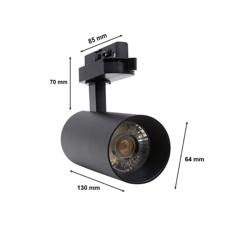 Spot LED sur Rail Triphasé CCT 20W 60° Noir - 3000K/4000K/6500K (Pack de 20)