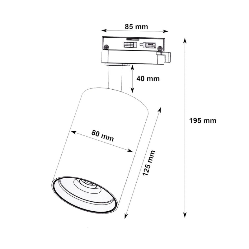 Spot LED sur Rail Triphasé CCT 30W 60° Blanc - 3000K/4000K/6500K (Pack de 20)