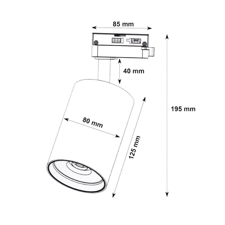 Spot LED sur Rail Triphasé CCT 30W 60° Blanc - 3000K/4000K/6500K (Pack de 20)