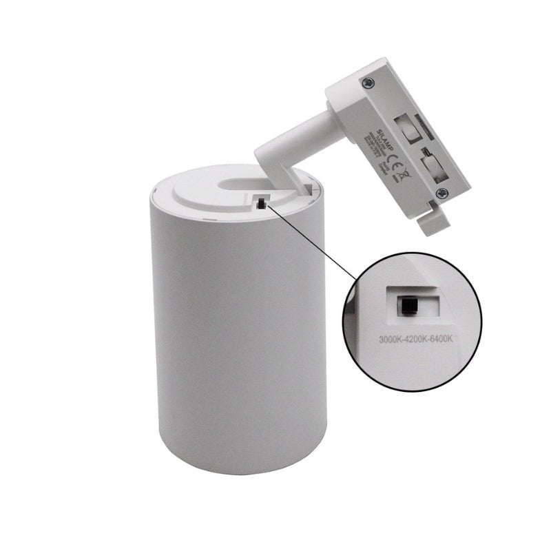 Spot LED sur Rail Monophasé CCT 30W 60° Blanc - 3000K/4000K/6500K ( Pack de 20 )