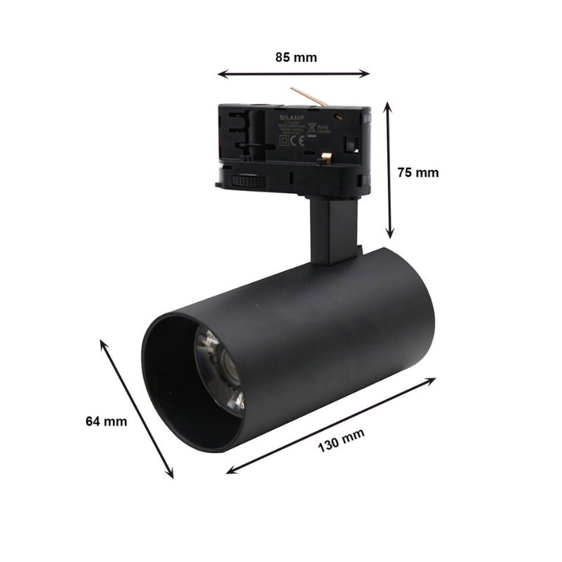 Spot LED sur Rail Triphasé CCT 20W 60° Noir - 3000K/4000K/6500K
