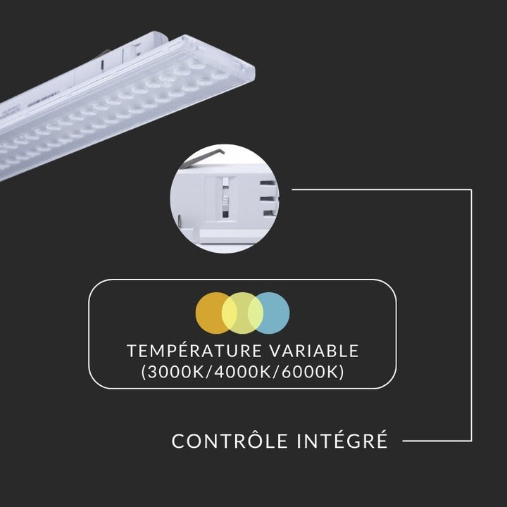 Spot Linéaire LED sur Rail Triphasé 150cm Blanc - Puissance Ajustable CCT - 3000K/4000K/6000K (Pack de 8)