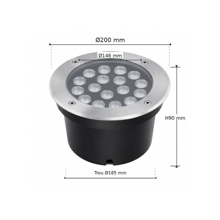 Spot LED Extérieur Encastrable IP67 24V Sol 18W 45°