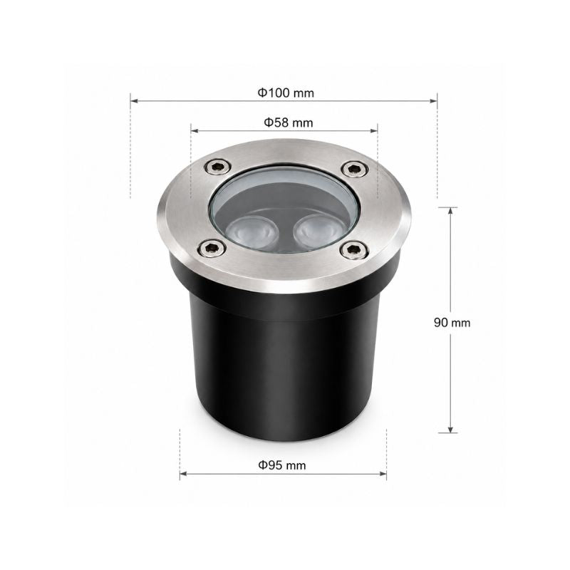 Spot LED Extérieur Encastrable IP67 24V Sol 3W 45°