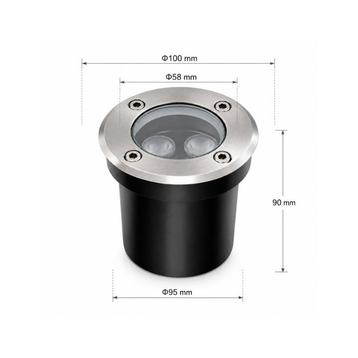 Spot LED Extérieur Encastrable IP67 24V Sol 3W 45°