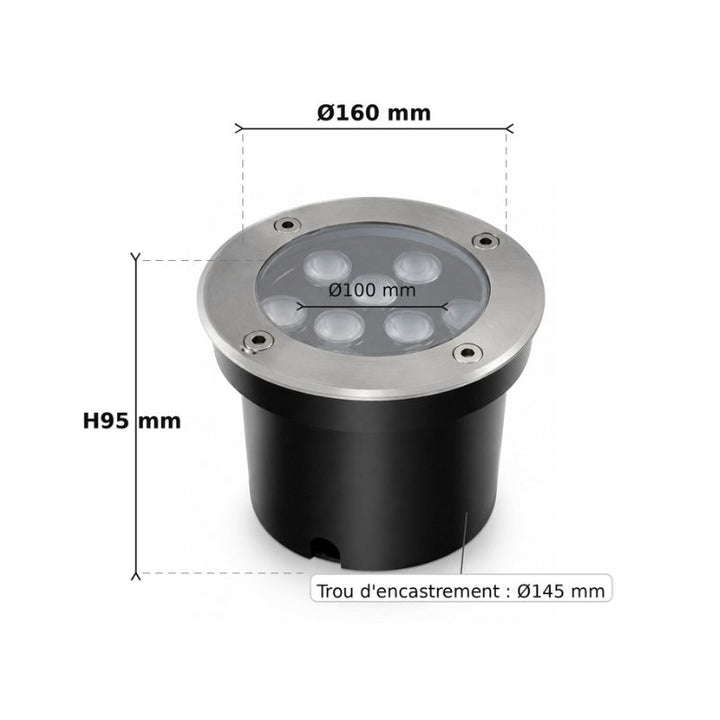 Spot LED Extérieur Encastrable IP67 24V Sol 9W 45°