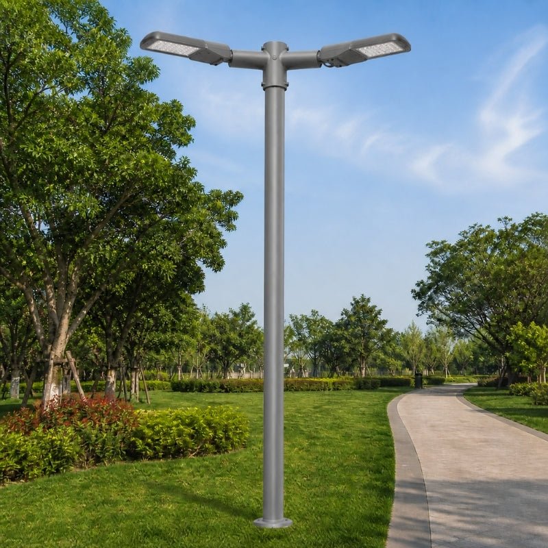 Support Gris 2 Luminaires pour Mât d'Éclairage