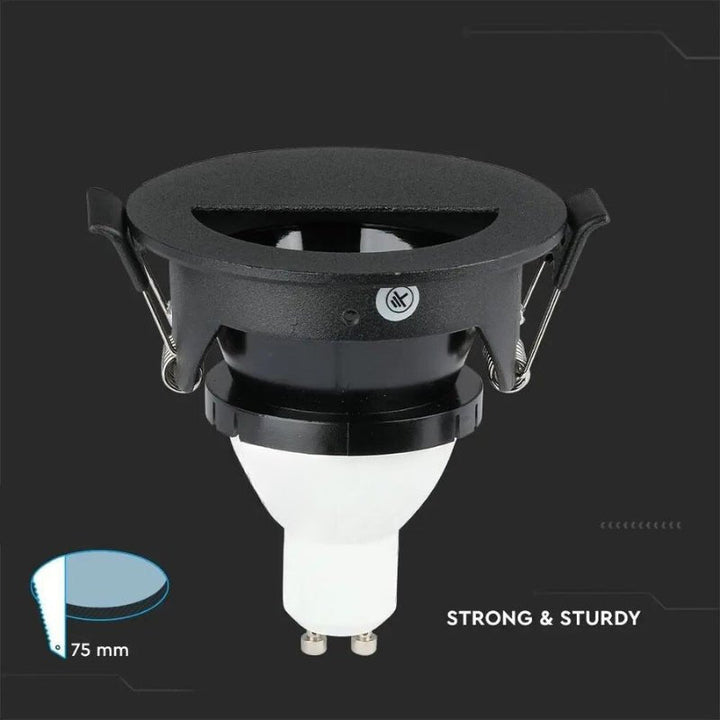 Support Spot Aluminium GU10 LED Demi-Rond Orientable Ø83mm Noir