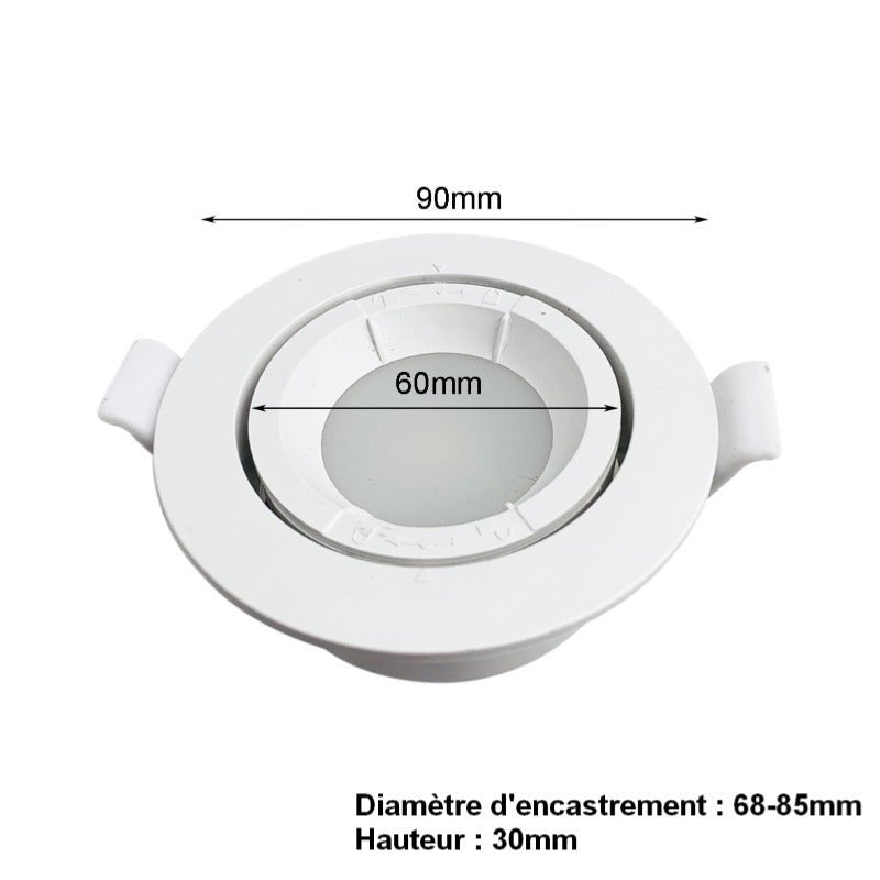 Support Spot Encastrable GU10 LED Orientable Rond BLANC (Pack de 10)