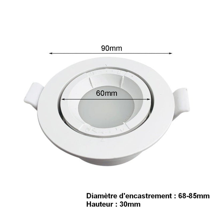 Support Spot Encastrable GU10 LED Orientable Rond BLANC (Pack de 10)