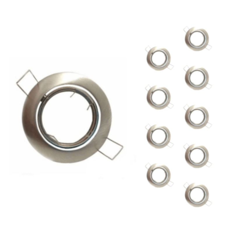 Support Spot Encastrable GU10 LED Orientable Rond Inox - Pack de 10