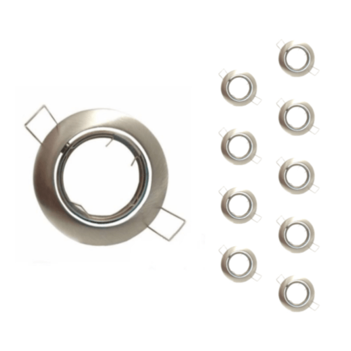 Support Spot Encastrable GU10 LED Orientable Rond Inox - Pack de 10