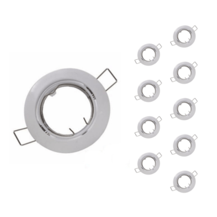 Support Spot Encastrable GU10 LED Orientable Rond Blanc - Pack de 10