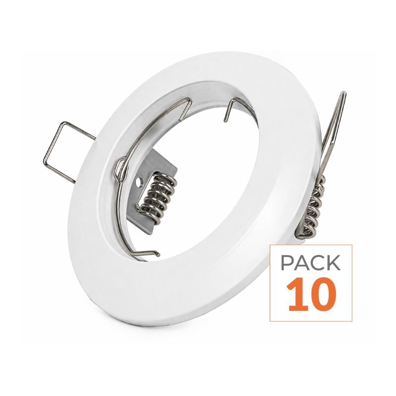 Support Spot Encastrable GU10 LED Orientable Rond Blanc - Pack de 10