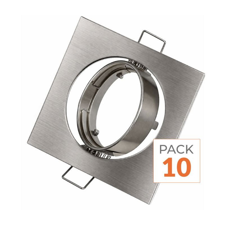 Support Spot Carré Orientable Inox - Pack de 10