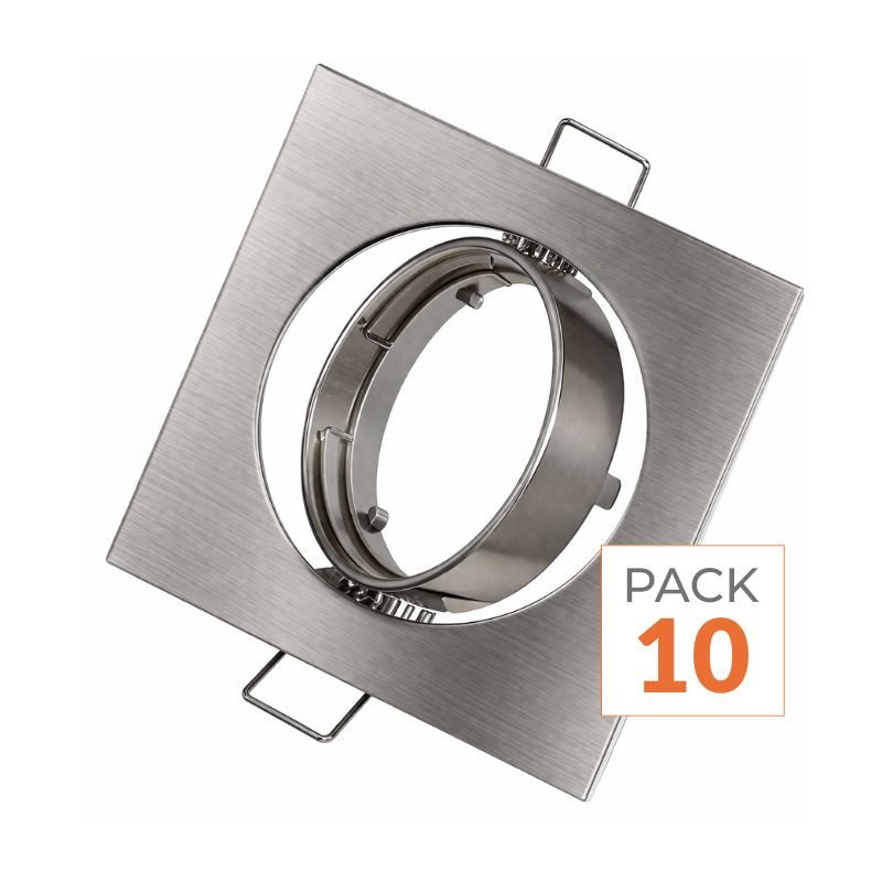 Support Spot Carré Orientable Inox - Pack de 10