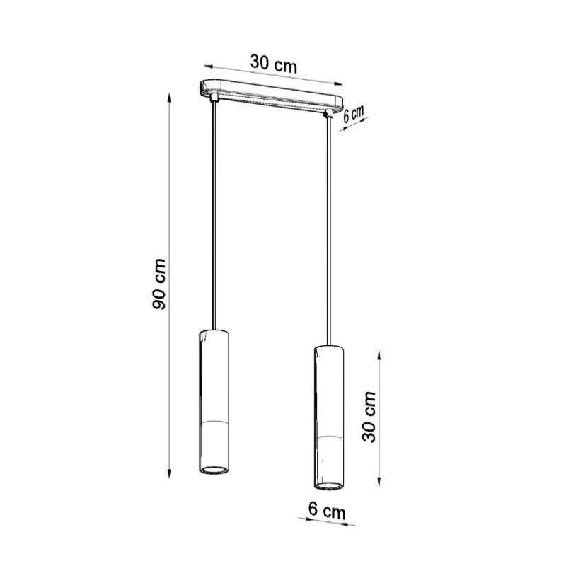 Suspension 2 Lampes Bois et Noir pour Ampoules GU10