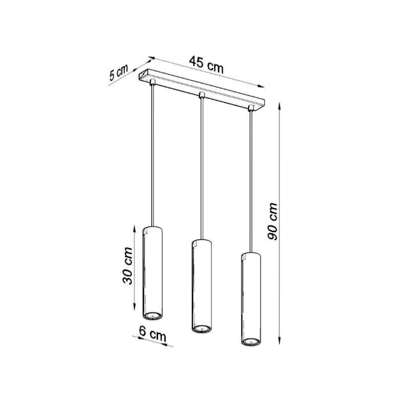 Suspension 3 Lampes pour Ampoules GU10 Noir