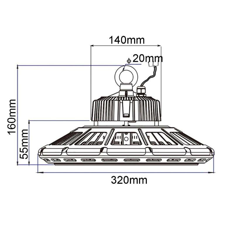 Suspension Industrielle HighBay UFO 150W IP65 NOIR (Pack de 5)