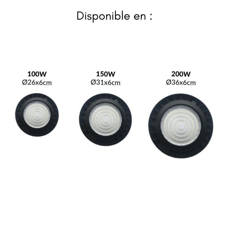 Suspension Industrielle LED HighBay UFO 100W IP65 90° (Pack de 5)
