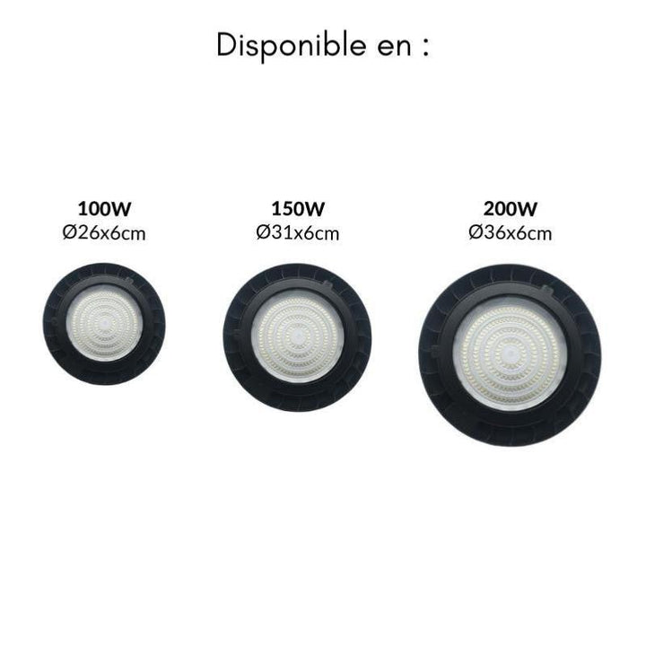Suspension Industrielle LED HighBay UFO 100W IP65 90° (Pack de 5)