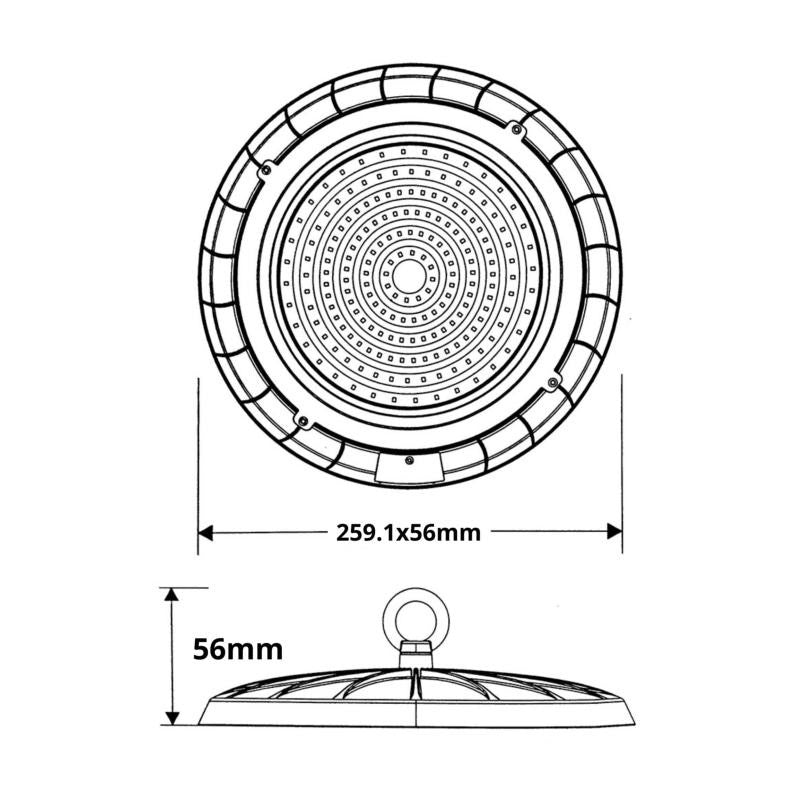Suspension Industrielle LED HighBay UFO 100W IP65 90° (Pack de 5)