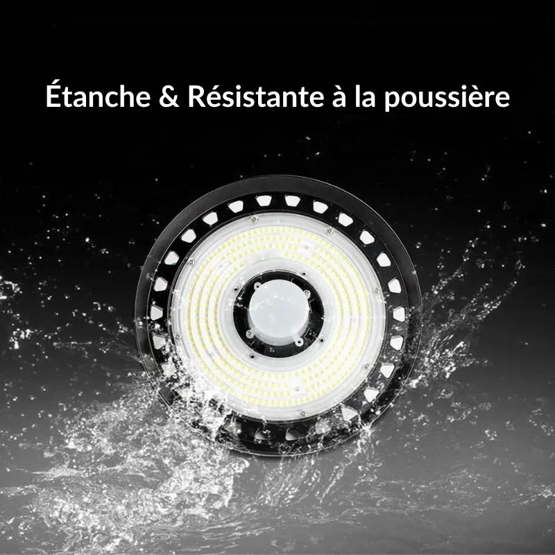 Suspension industrielle UFO 200w 160lm/w avec détecteur de mouvement