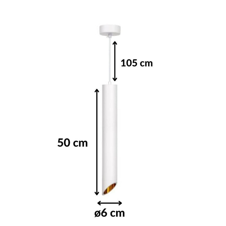 Suspension Luminaire Biseautée GU10 IP20 50cm Blanc et Or