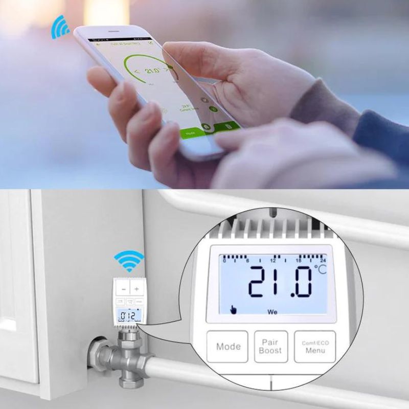 Tête Thermostatique Connectée Universelle avec Ecran LCD (Pack de 4)