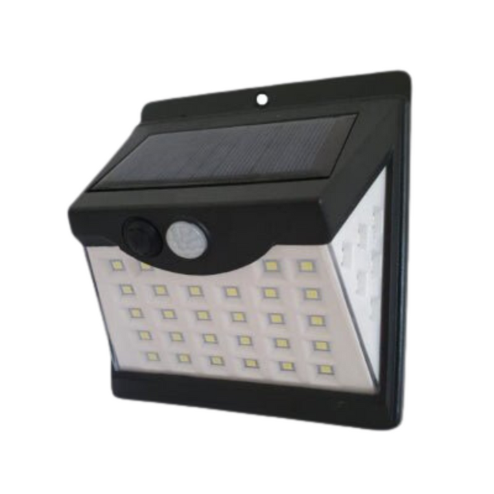 Black LED solar wall light 0.55W with motion detector