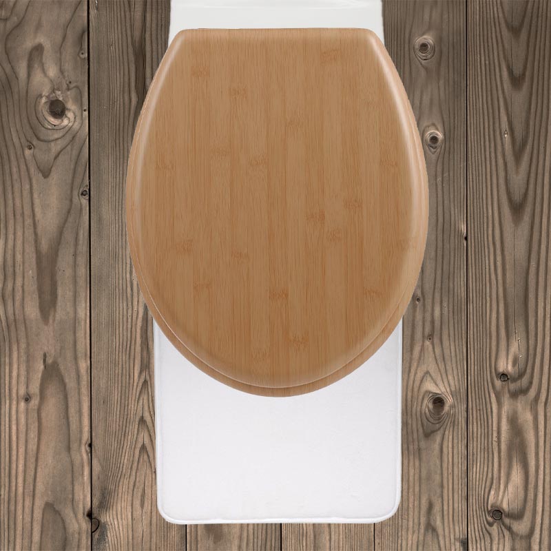 Abattant WC bois effet bambou avec charnières en zinc – Silumen