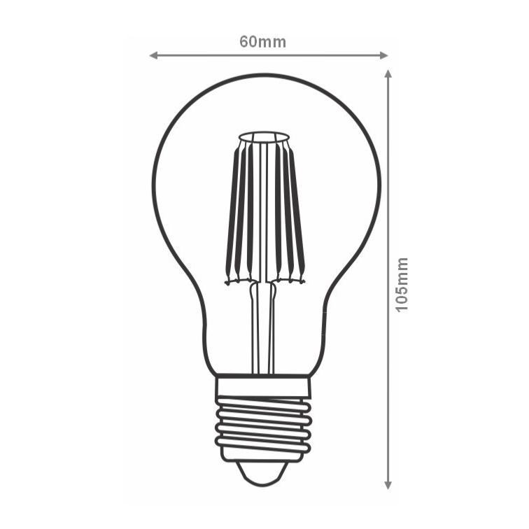 Ampoule E27 LED Filament Dimmable 8W A60 Classique - Silumen