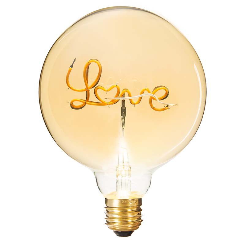 Ampoule LED E27 Filament LOVE Globe G125 Ambré - Silumen