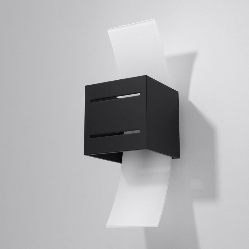 Applique Murale Carré Noir avec Plaque en Verre pour Ampoule G9 - Silumen