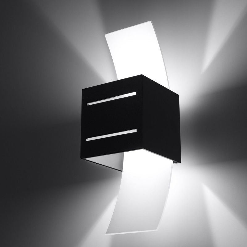 Applique Murale Carré Noir avec Plaque en Verre pour Ampoule G9 - Silumen