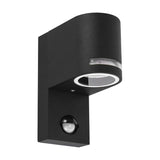 Outdoor wall lamp with black ip44 detector for GU10 bulb